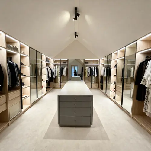 Elegant Sloped-Ceiling Walk-In Closet Design