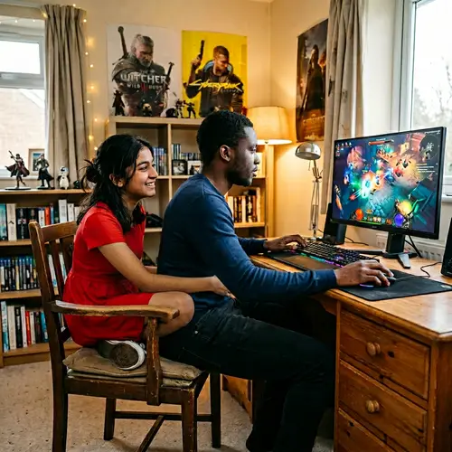 Interracial Couple Gaming Together | Exciting Computer Game