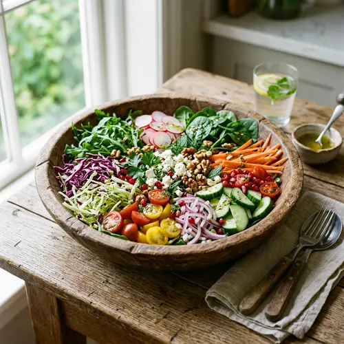 Vibrant Vegetable Salad: Artful Arrangement & Rustic Beauty