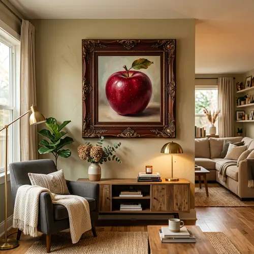 Apple Wall Frame in a Cozy Living Room