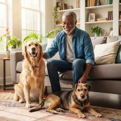 Companion Rescue Dogs with Older Man