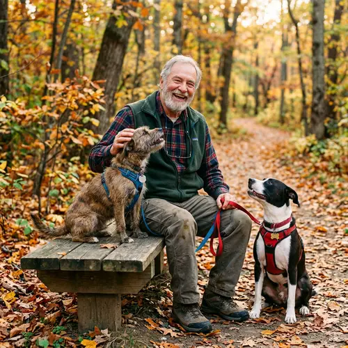 Companion Rescue Dogs with Older Man