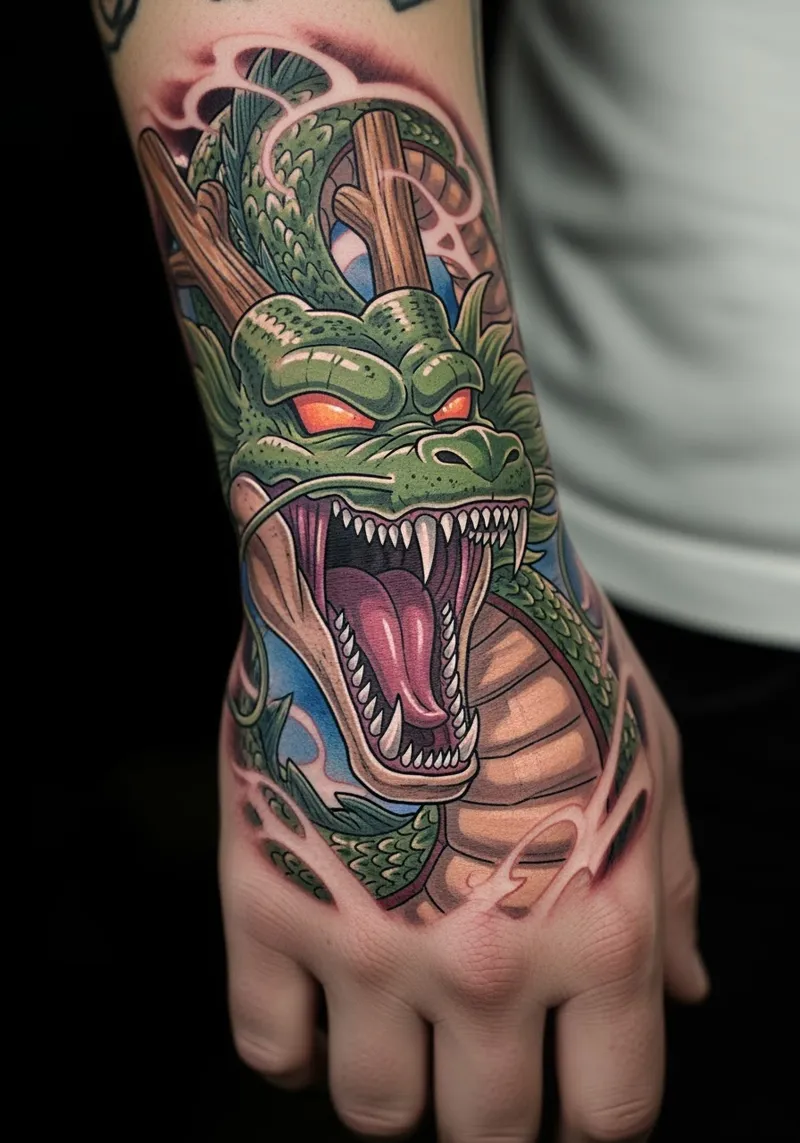 Stunning Shenlong Dragon Ball Tattoo Design