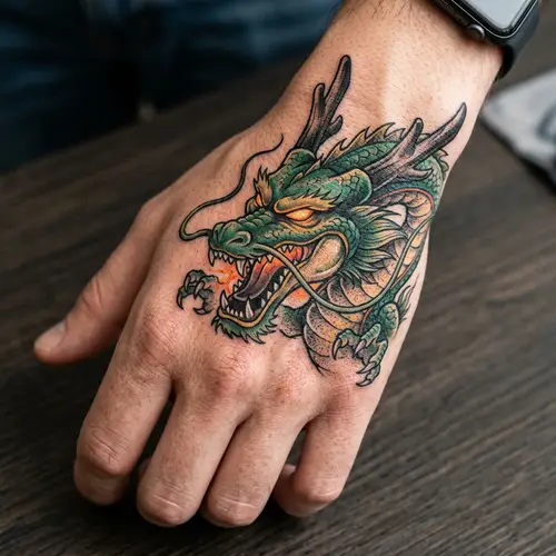 Shenlong Dragon Ball Tattoo: Semi-Realistic Hand Design