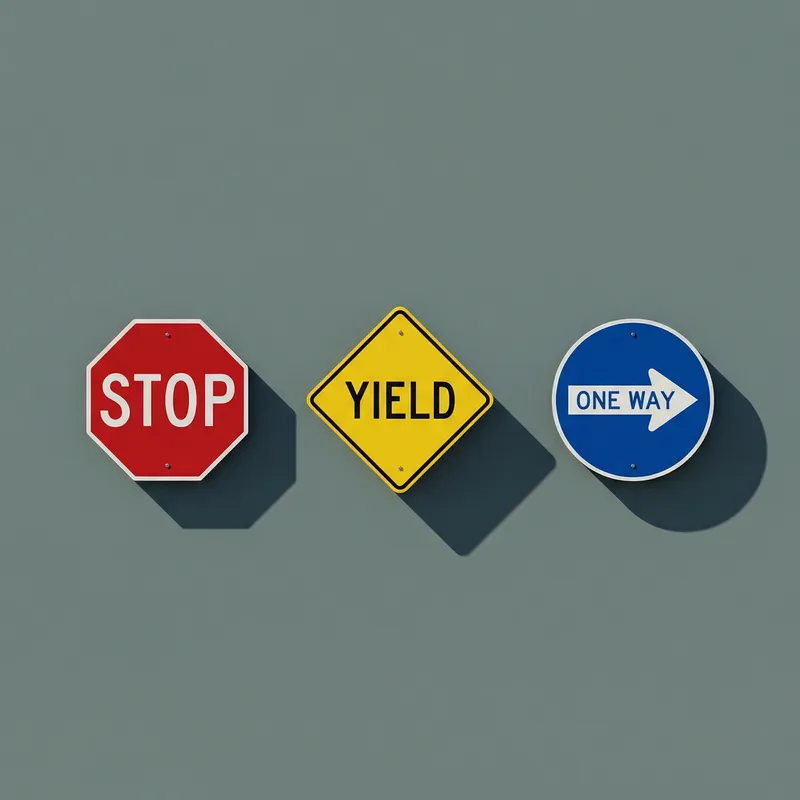 Minimalistic Road Sign Symbols: Clear & Bold Graphic Minimalistic Road Sign Symbols: Clear & Bold Graphic