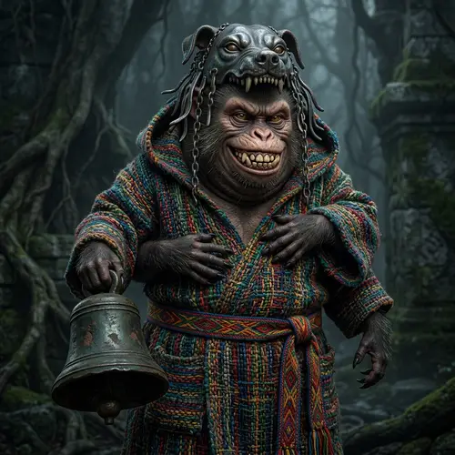 Sinister Monkey-Pig Creature: Malevolent Aura and Mysterious Power