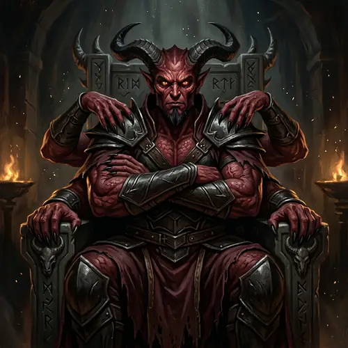 Mythological Devil-Like Figure with Unique Anatomy and Sinister Gaze