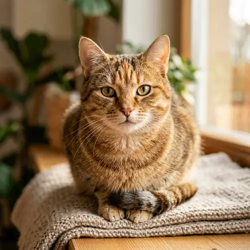 Beautiful Domestic Cat with Bright Eyes | Curious Calm Expression