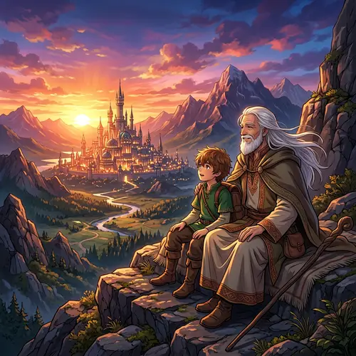 Magical Fantasy City at Sunset | Anime Art