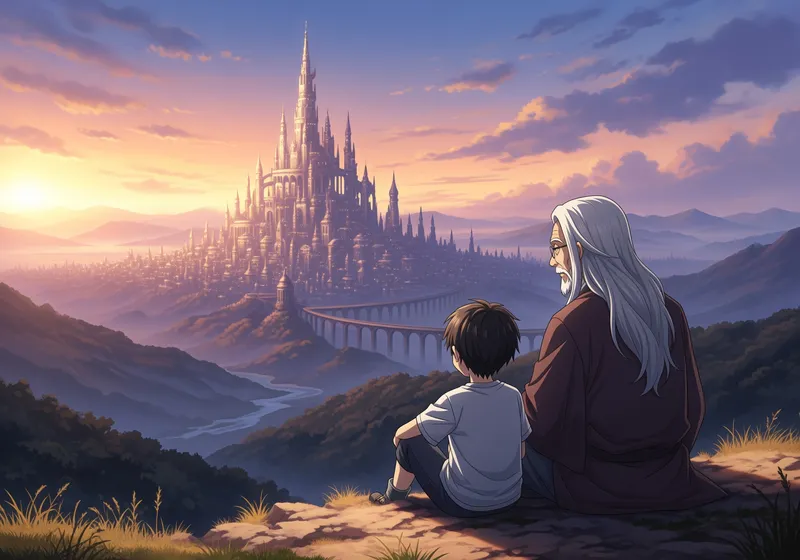 Magical Fantasy City at Sunset | Anime Art