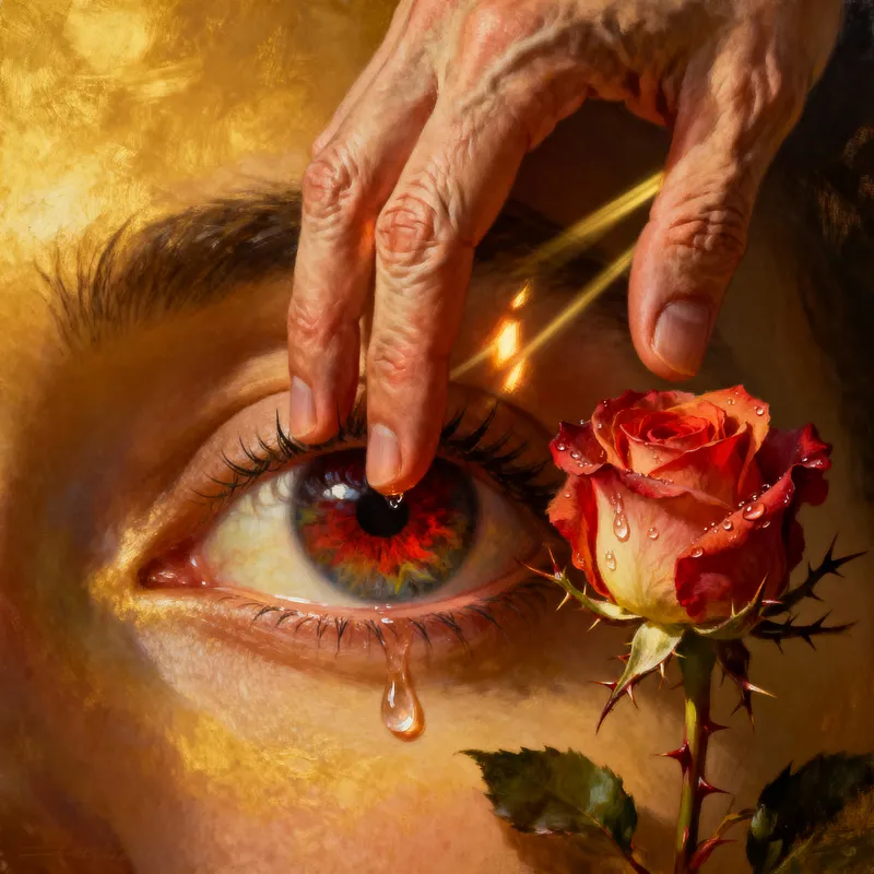 Eye Hand Capturing Realistic Rose Art