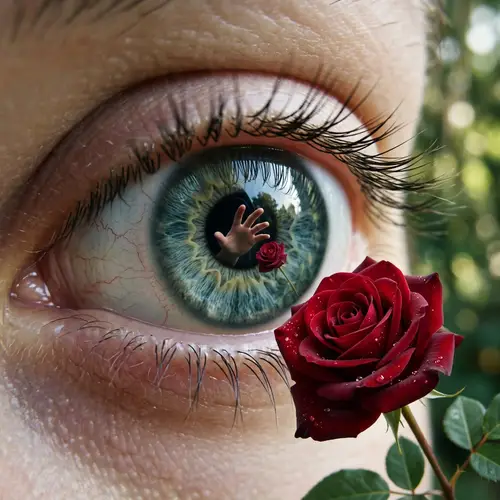 Eye Hand Capturing Realistic Rose Art