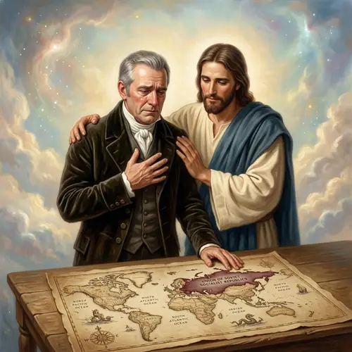 Celestial Meeting of Historical and Religious Figures on Earth