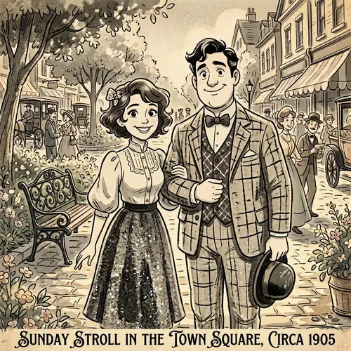 Cute Animated Couple in Vintage Style