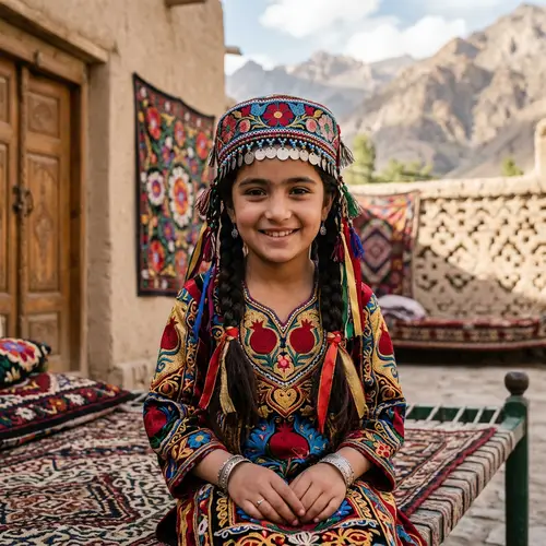 Young Tajik Girl in Traditional Attire | Cultural Portrait