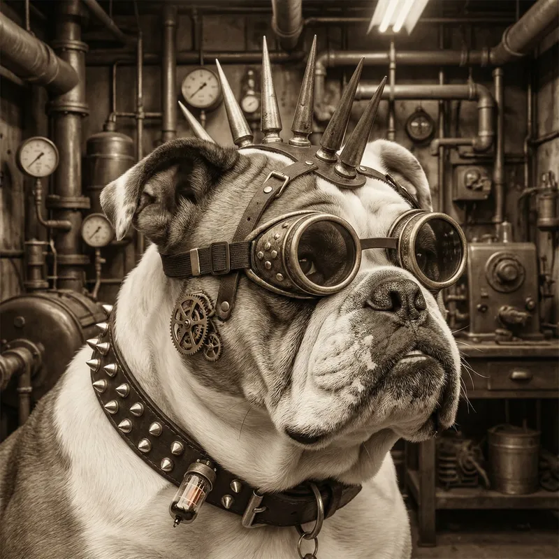 Punksteam Dog Head - Unique Art for Collectors