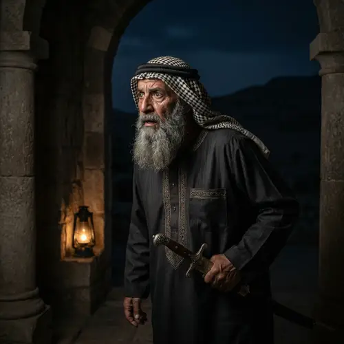 Arabian Man with Long Beard in Traditional Headdress