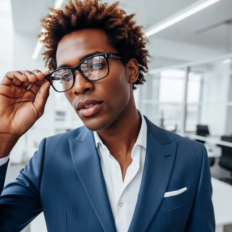 Stylish Black Man in Designer Suit and Glasses