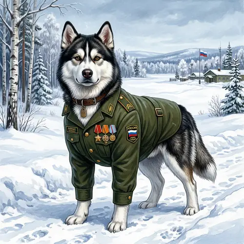Brave Russian Soldier Dog in Uniform | Intelligen...