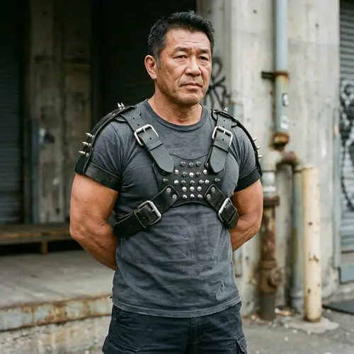 Brutal Men's Leather Harness with Metal Spikes and Studs