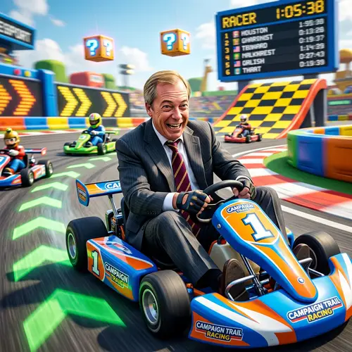 Middle-Aged Politician Cart Racing Game | Exciting Arcade Fun