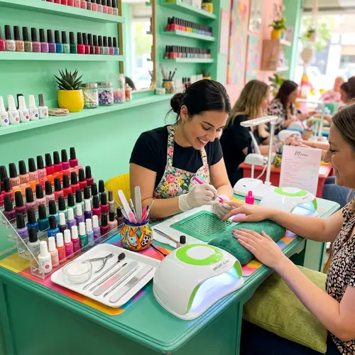 Colorful Manicurist Workstation with Essential Tools