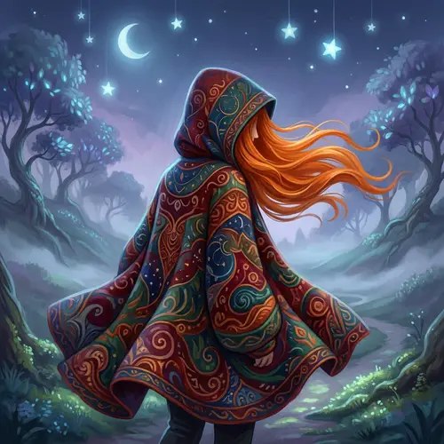 Enigmatic Figure in Vibrant Cloak: Intrigue and Wonder