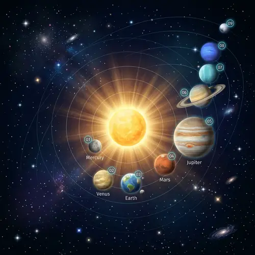 Solar System Planets Numbered Illustration