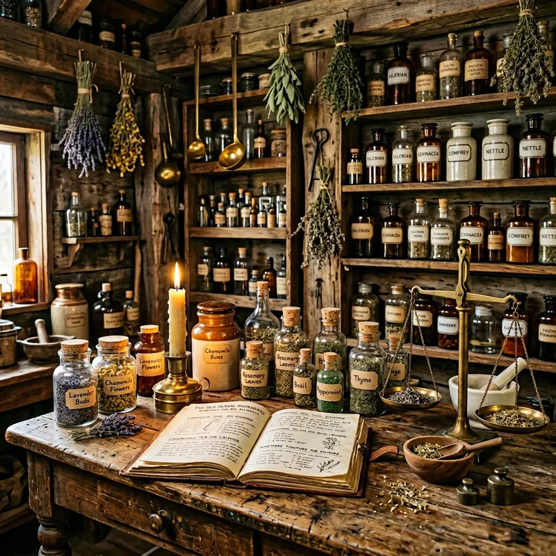 Vintage Herbal Remedies - Nostalgic Apothecary Scene