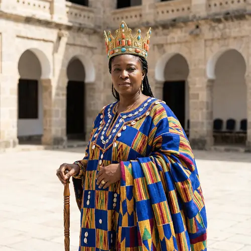 Regal African Mother Queen in Traditional Regalia