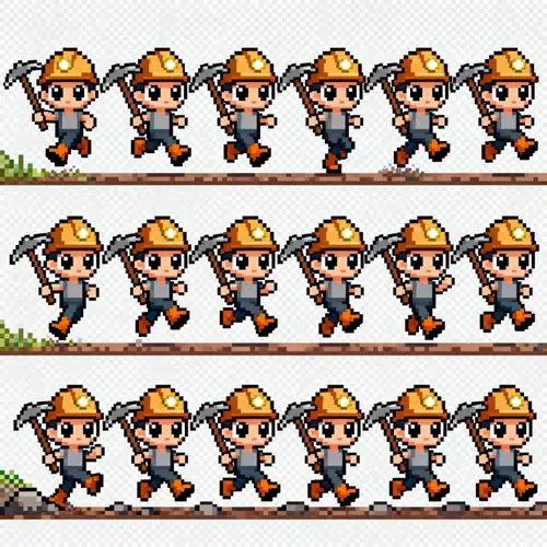 Cute 2D Pixel-Art Miner Sprite Sheet for Unity