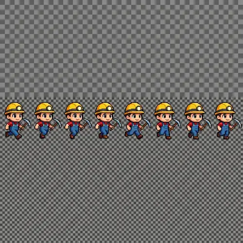 Cute 2D Pixel-Art Miner Sprite Sheet for Unity