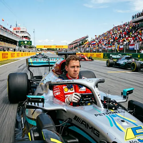 Realistic Caucasian Male Driver in Formula1 Car