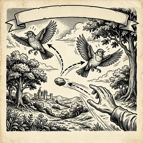 Killing Two Birds with One Stone: Ancient Proverb Illustration