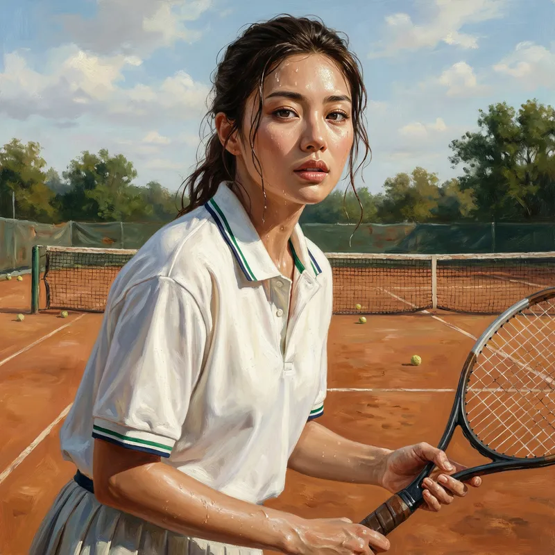 Stunning 8k Portrait of Elegant Woman in Tennis Uniform