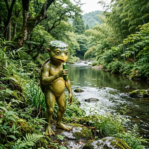 Japanese Kappa Folklore: Mythical Water Creature by Peaceful River