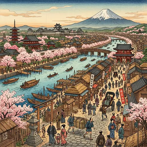 Historical Tokyo: Edo Period Sumida River Scene