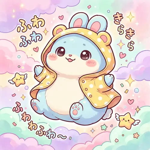 Whimsical Japanese-Style Plump Character Illustration