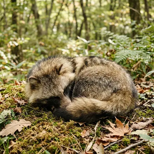 Serene Tanuki in Natural Habitat - Calm and Tranquil Scene