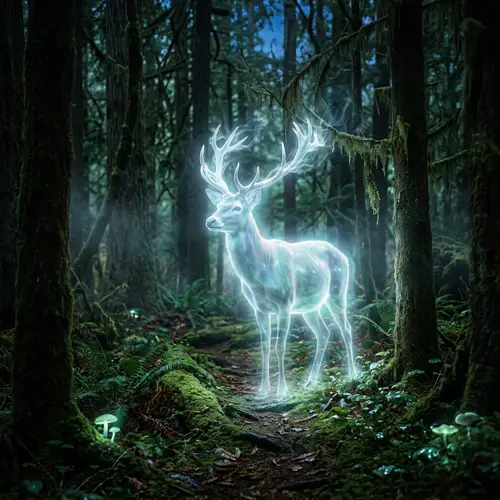 Glowing Deer Ghost: Enchanting Forest Spirit