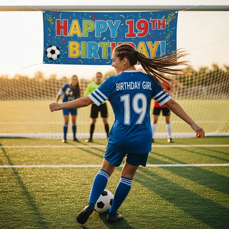 19-Year-Old Soccer Girl with Long Brown Braid