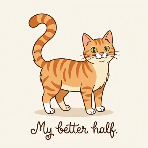 Charming Cat Illustration 'My Better Half'
