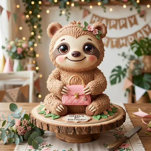 Cute Sloth Cake Design with Handbag