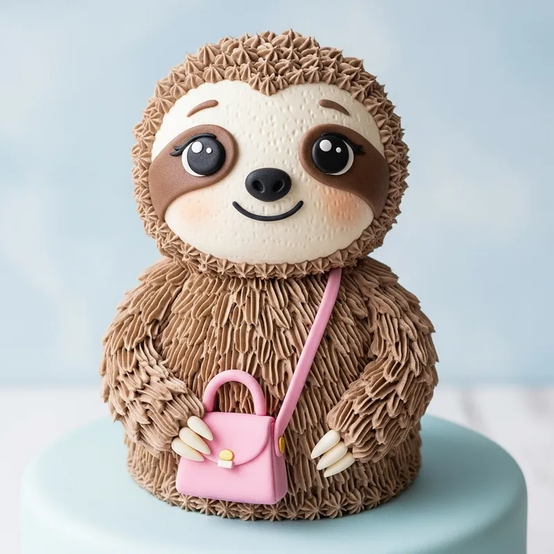 Cute Sloth Cake Design with Handbag