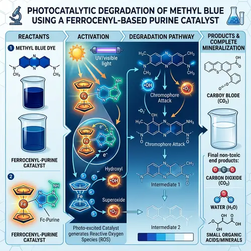 Methyl Blue Degradation: Scientific Infographic Illustration