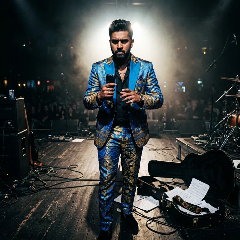 Captivating South Asian Musician with Taser on Stage