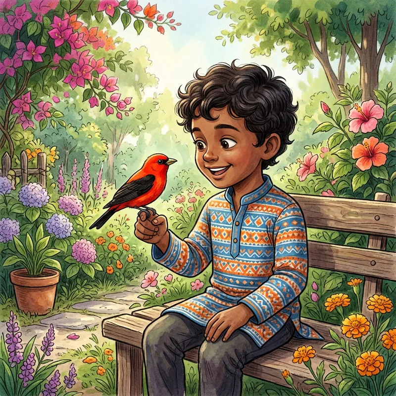 Tanager Boy with Fascinated Expression