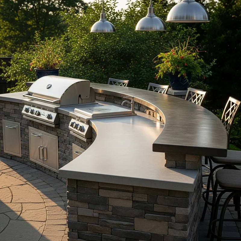 Sleek Curved BBQ Area Design