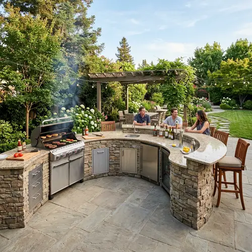 Sleek Curved BBQ Area Design