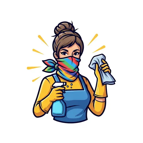 Cleaning Women Mascot Logo - Top View Design